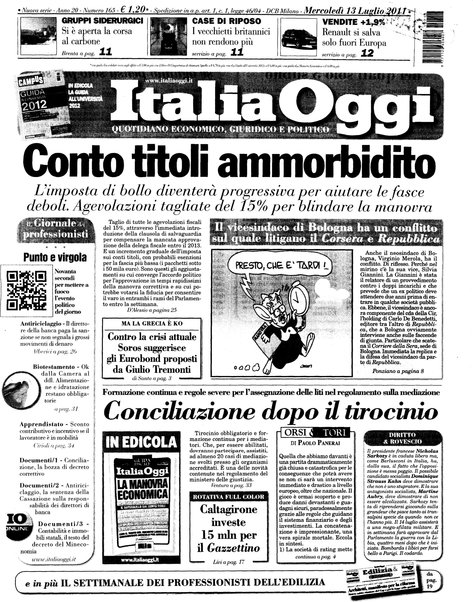 Italia oggi : quotidiano di economia finanza e politica